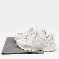 Pre Owned Balenciaga White Mesh and Synthetic Leather Track Sneakers Size 42
