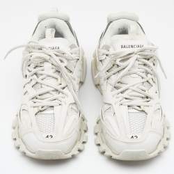 Pre Owned Balenciaga White Mesh and Synthetic Leather Track Sneakers Size 42