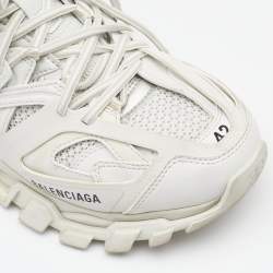 Pre Owned Balenciaga White Mesh and Synthetic Leather Track Sneakers Size 42