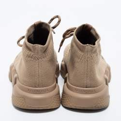 Balenciaga Beige Knit Fabric Speed Lace Up Sneakers Size 41