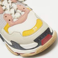 Balenciaga Multicolor Mesh and Leather Triple S Sneakers Size 39