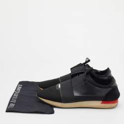 Pre Owned Balenciaga Black Mesh and Leather Race Runner Sneakers Size 46