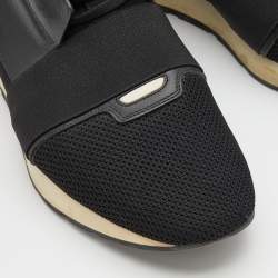 Pre Owned Balenciaga Black Mesh and Leather Race Runner Sneakers Size 46