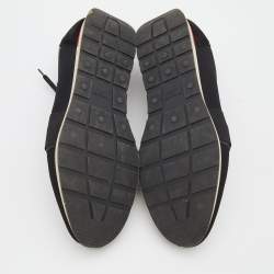 Pre Owned Balenciaga Black Mesh and Leather Race Runner Sneakers Size 46