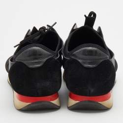 Pre Owned Balenciaga Black Mesh and Leather Race Runner Sneakers Size 46
