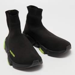 Pre Owned Balenciaga Black Knit Fabric Speed Trainer Sneakers Size 42