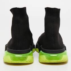 Pre Owned Balenciaga Black Knit Fabric Speed Trainer Sneakers Size 42