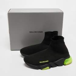 Pre Owned Balenciaga Black Knit Fabric Speed Trainer Sneakers Size 42