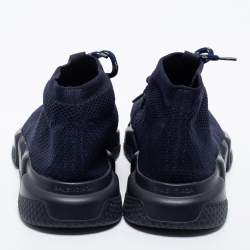 Pre Owned Balenciaga Navy Blue Knit Fabric High Top Sneakers Size 41