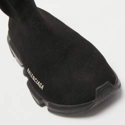 Pre Owned Balenciaga Black Knit Fabric Speed Trainer Sneakers Size 42