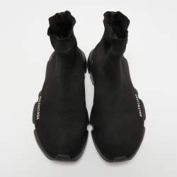 Pre Owned Balenciaga Black Knit Fabric Speed Trainer Sneakers Size 42