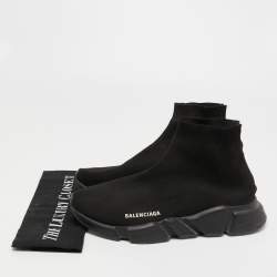 Pre Owned Balenciaga Black Knit Fabric Speed Trainer Sneakers Size 42