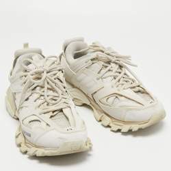 Balenciaga White Mesh and Leather Track Sneakers Size 43