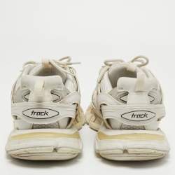 Balenciaga White Mesh and Leather Track Sneakers Size 43