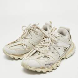 Balenciaga White Mesh and Leather Track Sneakers Size 43