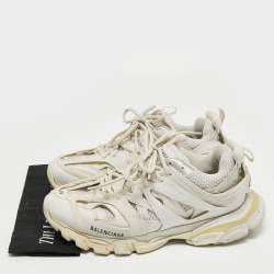 Balenciaga White Mesh and Leather Track Sneakers Size 43
