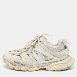 Balenciaga White Mesh and Leather Track Sneakers Size 43