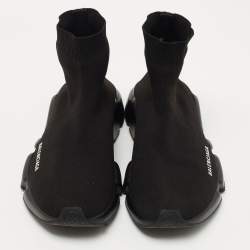 Pre Owned Balenciaga Black Knit Fabric Speed Trainer Sneakers Size 42