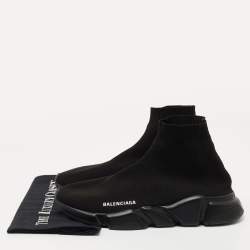 Pre Owned Balenciaga Black Knit Fabric Speed Trainer Sneakers Size 42