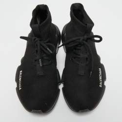 Pre Owned Balenciaga Black Knit Fabric Speed Sneaker Size 40 