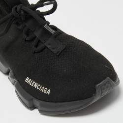 Pre Owned Balenciaga Black Knit Fabric Speed Sneaker Size 40 