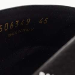 Pre Owned Balenciaga Black Logo Print Leather Slides Size 45