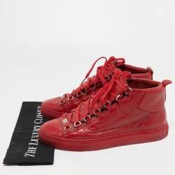 Balenciaga Red Leather Arena High Top Sneakers Size 41