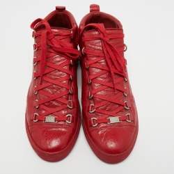 Balenciaga Red Leather Arena High Top Sneakers Size 41