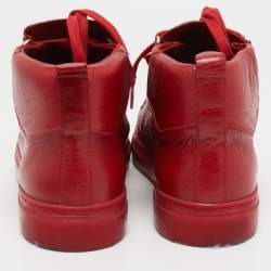 Balenciaga Red Leather Arena High Top Sneakers Size 41