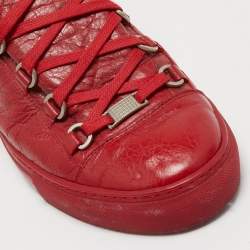 Balenciaga Red Leather Arena High Top Sneakers Size 41