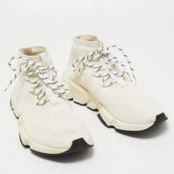 Balenciaga White Knit Fabric Speed Sock High Top Sneakers Size 45