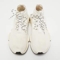 Balenciaga White Knit Fabric Speed Sock High Top Sneakers Size 45