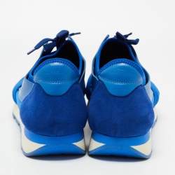 Pre Owned Balenciaga Blue Leather and Mesh Race Runner Sneakers Size 45
