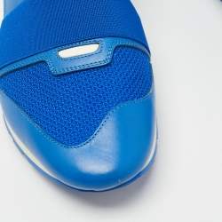 Pre Owned Balenciaga Blue Leather and Mesh Race Runner Sneakers Size 45
