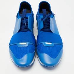 Pre Owned Balenciaga Blue Leather and Mesh Race Runner Sneakers Size 45
