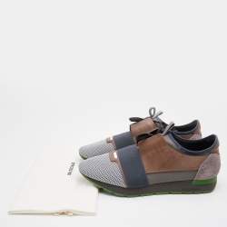 مملوكة مسبقًا Balenciaga Multicolor Leather, Suede and Mesh Race Runner Sneakers Size 45