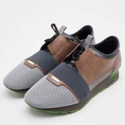 مملوكة مسبقًا Balenciaga Multicolor Leather, Suede and Mesh Race Runner Sneakers Size 45
