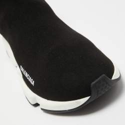 Balenciaga Black Knit Fabric Speed Trainer High Top Sneakers Size 42