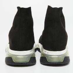 Balenciaga Black Knit Fabric Speed Trainer High Top Sneakers Size 42