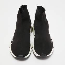 Balenciaga Black Knit Fabric Speed Trainer High Top Sneakers Size 42