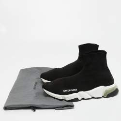 Balenciaga Black Knit Fabric Speed Trainer High Top Sneakers Size 42