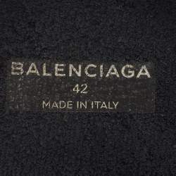 Pre Owned Balenciaga Navy Blue Knit Fabric Speed Trainer Lace Up Sneakers Size 42