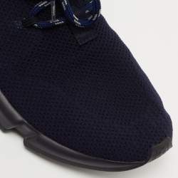 Pre Owned Balenciaga Navy Blue Knit Fabric Speed Trainer Lace Up Sneakers Size 42