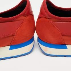 Pre Owned Balenciaga Red Fabric and Leather Race Runner Low Top Sneakers Size 45