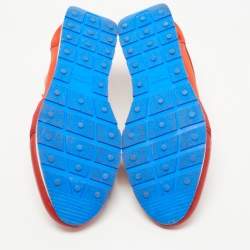 Pre Owned Balenciaga Red Fabric and Leather Race Runner Low Top Sneakers Size 45