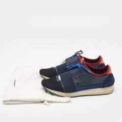 Pre Owned Balenciaga Multicolor Mesh and Leather Race Runner Sneakers Size 44