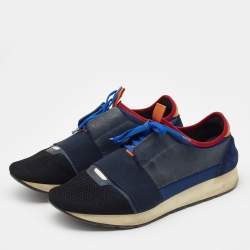 Pre Owned Balenciaga Multicolor Mesh and Leather Race Runner Sneakers Size 44