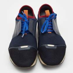 Pre Owned Balenciaga Multicolor Mesh and Leather Race Runner Sneakers Size 44
