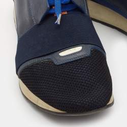 Pre Owned Balenciaga Multicolor Mesh and Leather Race Runner Sneakers Size 44