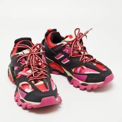 Pre Owned Balenciaga Tricolor Leather and Mesh Track Sneakers Size 40